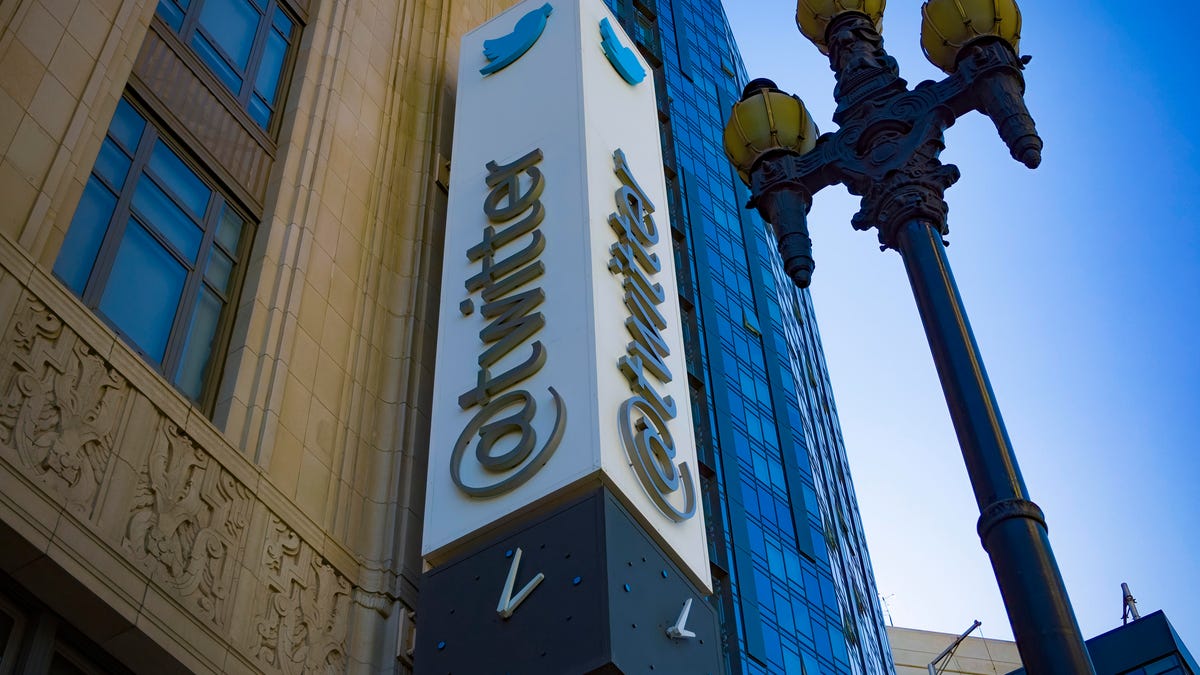 Twitter sign outside company headquarters in San Francisco