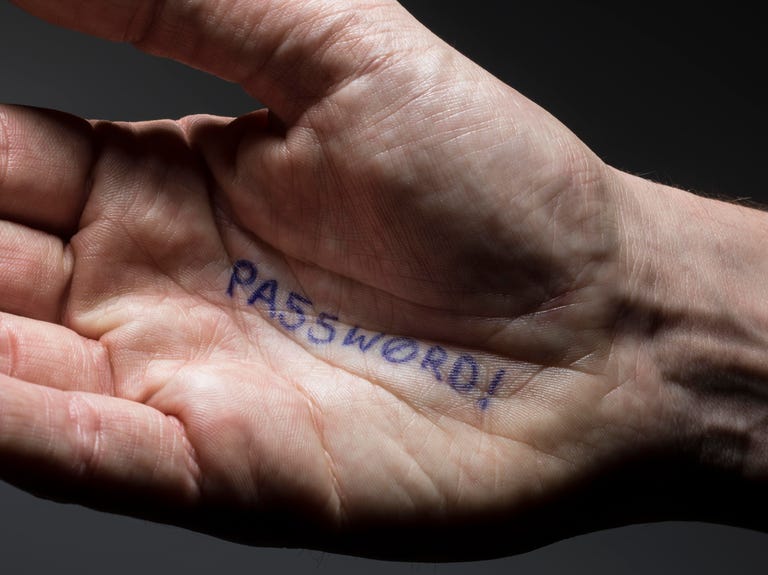 Image of an male hand with Password written on