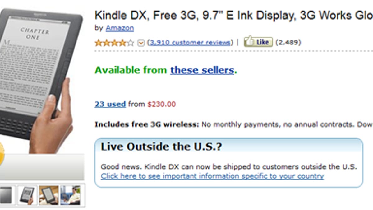 Amazon still lists the Kindle DX, but it's only being sold through third parties.