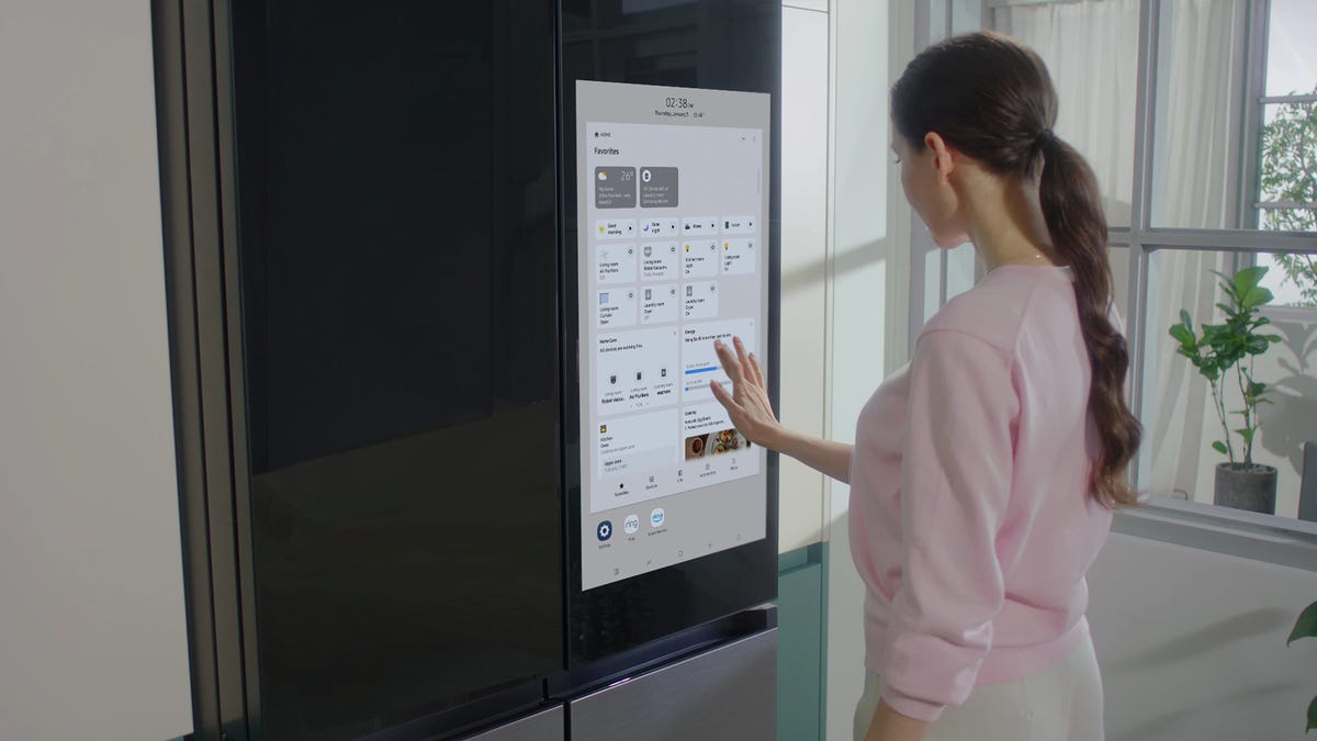 Person on refrigerator screen