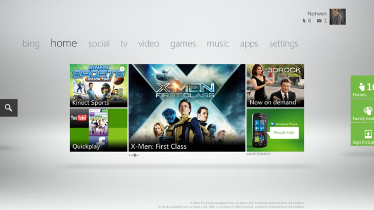 Xbox new dashboard interface