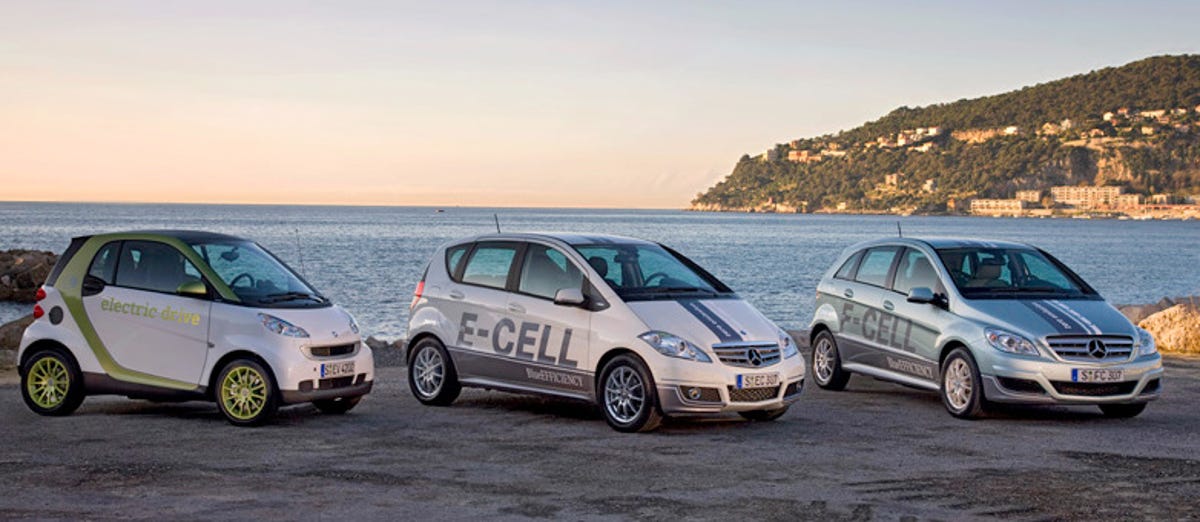Daimler's planned EV line-up includes the Smart ForTwo Electric Drive, A-Class E-Cell, and the F-Cell fuel cell vehicle.