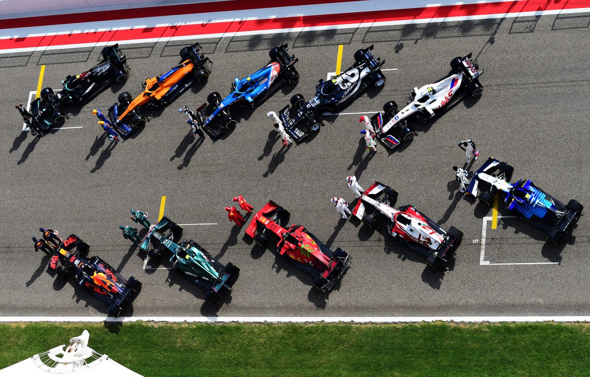An overhead view of all 10 cars in the 2023 F1 season