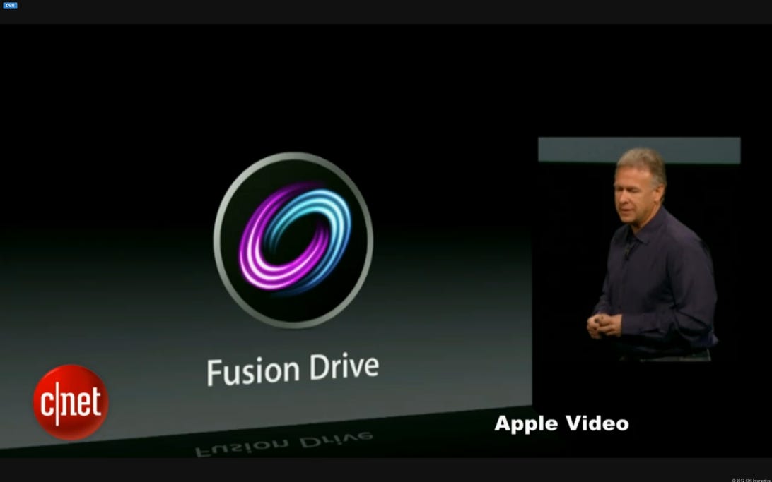 The Fusion Drive being introduced at the Apple Special Event.