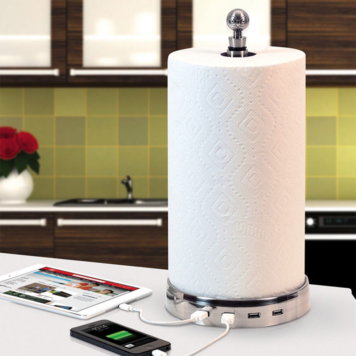 The TowlHub Paper Towel Holder does much more than hold paper towels. Much, much more.