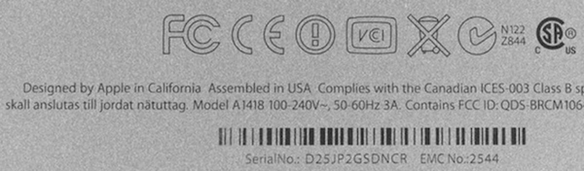 The 'assembled in USA' marking on the back of an iMac that iFixit got