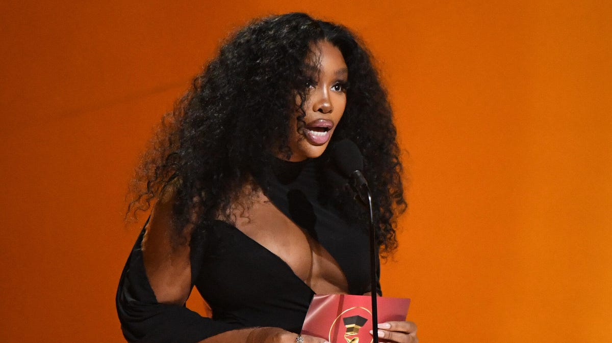 Singer SZA speaking onstage during the 65th GRAMMY Awards.