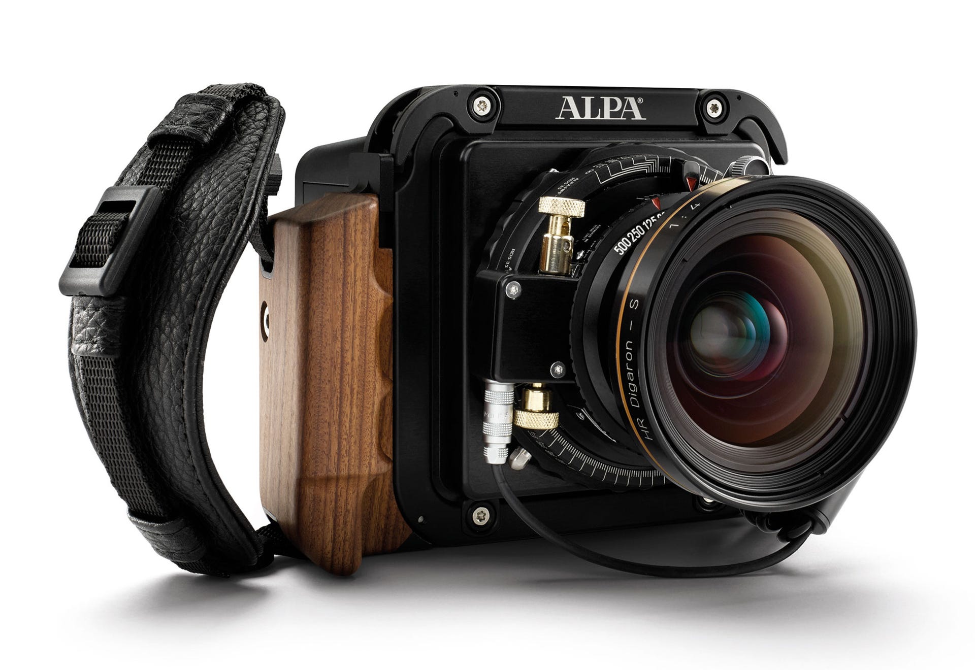 The A-series from Phase One and Alpa comes with a rosewood grip and leather strap for handheld use. On-the-go photographers will have to set focus and metering manually, though.