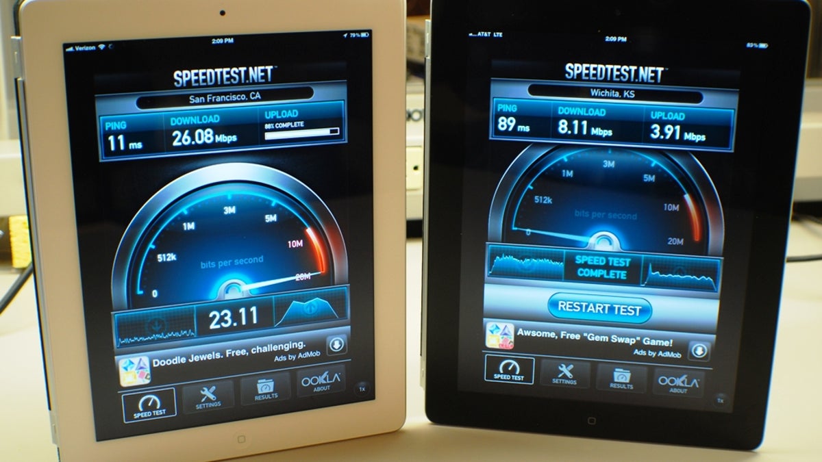 Regardless of which is faster, either of the iPads&apos; 4G connection will generally be more than fast enough for tablet users. (Note: The photo was taken after the official tests and just for the purpose of showing how SpeedTest.net works on the new iPad.)