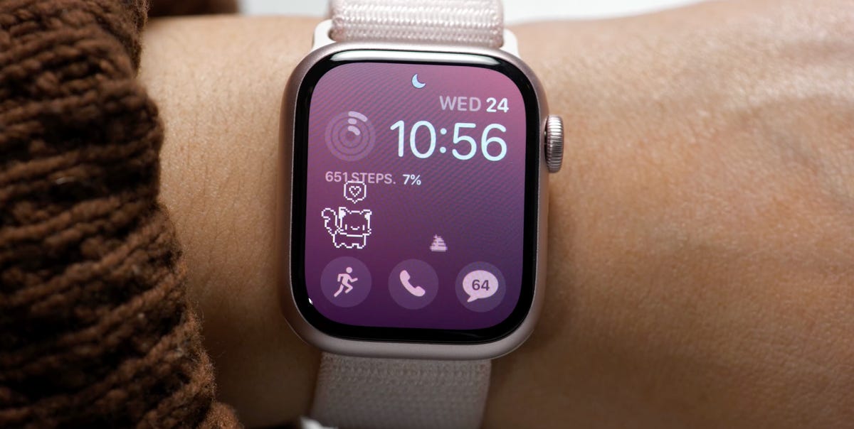O Apple Watch com o gato Habbie na tela
