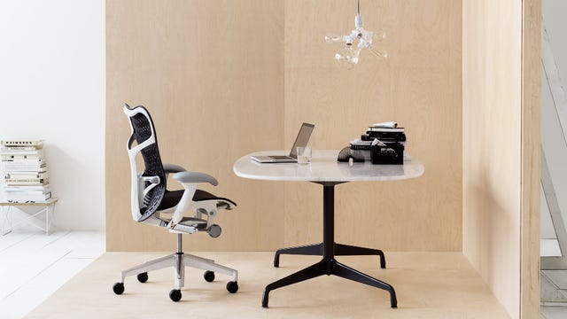 White and black chair in fake office