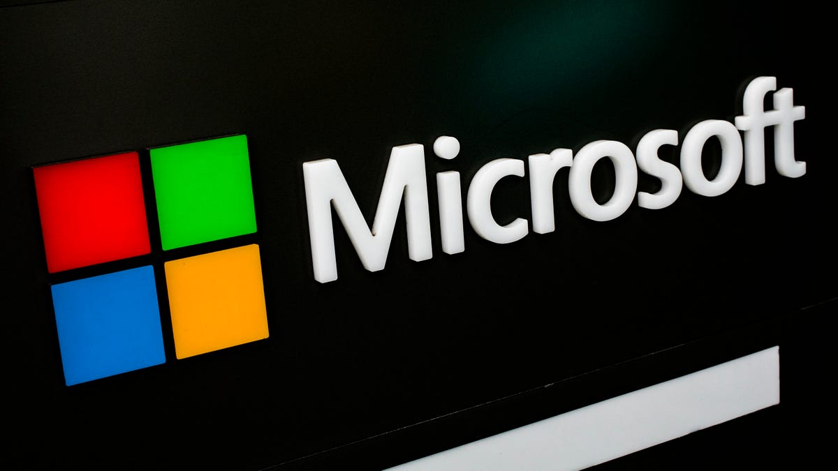 Microsoft logo on a computer screen