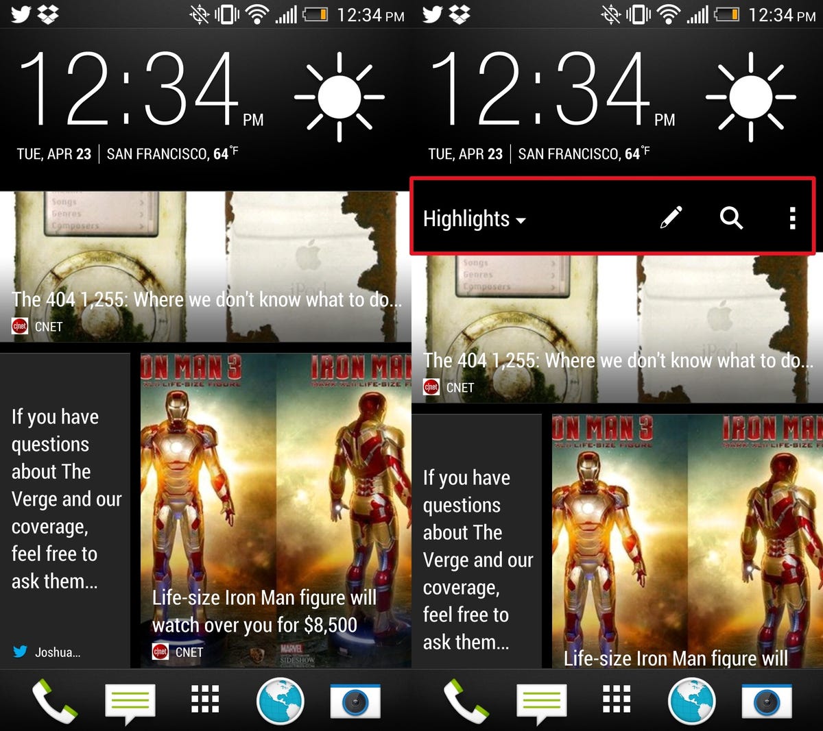 HTC One screenshot.