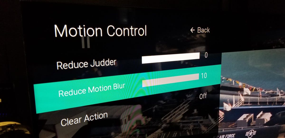 The Reduce Motion Blur option highlighted in the Motion Control options