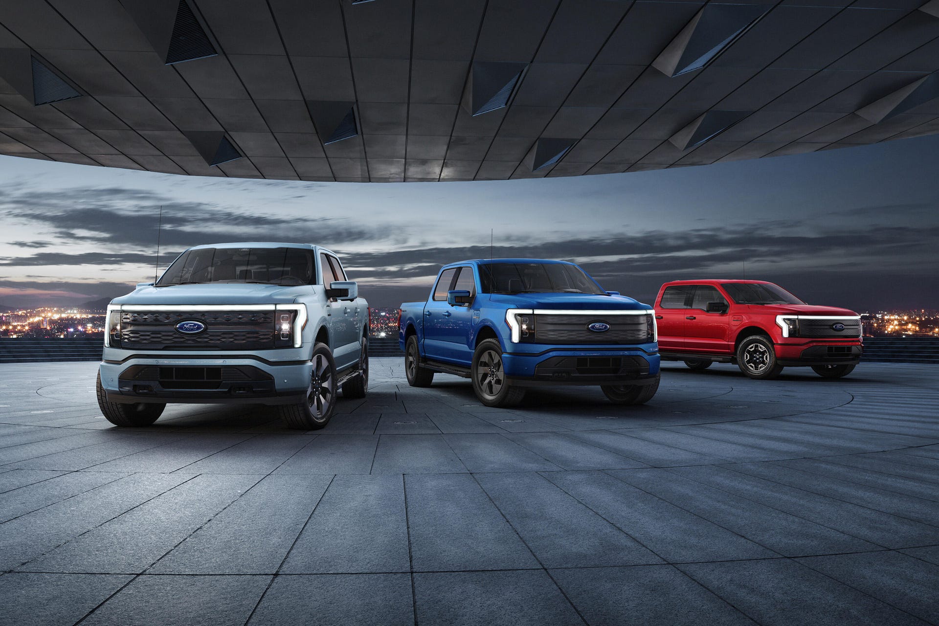 2022 Ford F-150 Lightning - red, blue and silver