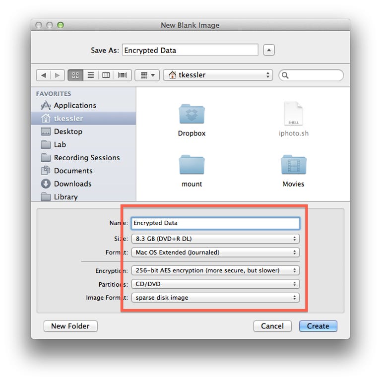 Encrypted Disk Image creation in OS X