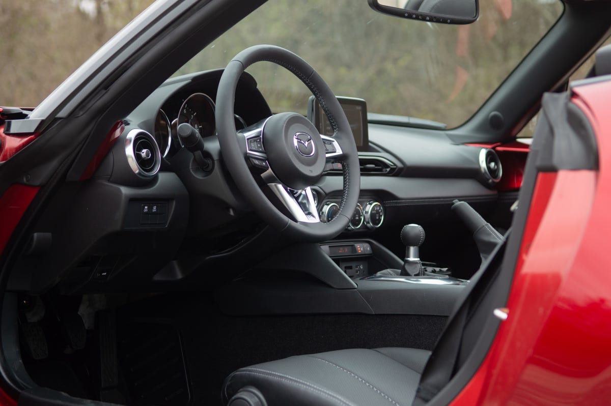 2022 Mazda MX-5 Miata, showing the cabin from outside the driver door