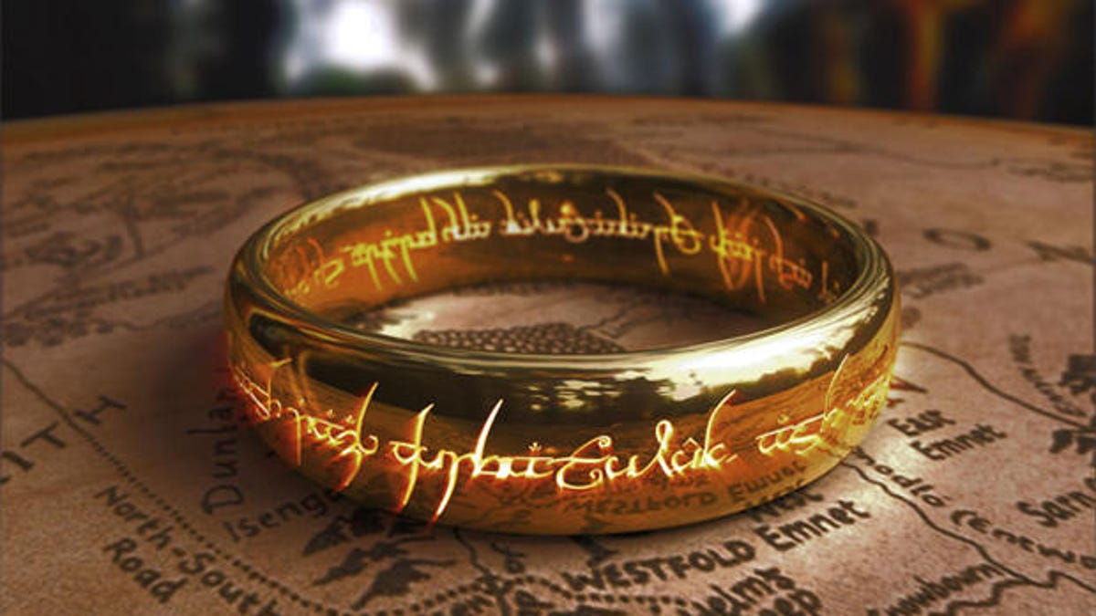 The magic ring, with a glowing inscription.
