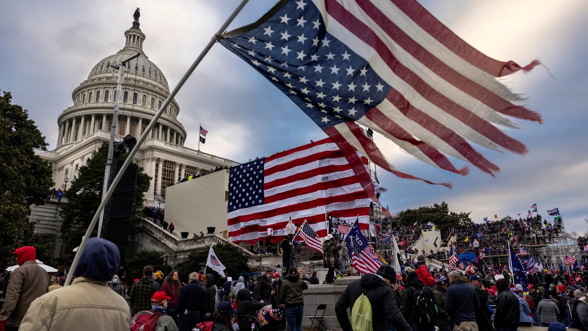Pro-Trump protesters gather in front of the US Capitol on Jan. 6, 2021.