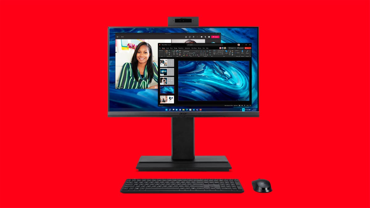 Acer Veriton Vero all-in-one desktop with popup webcam plus wireless keyboard and mouse