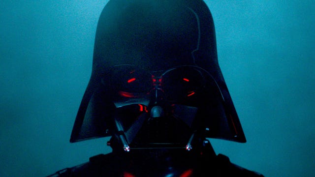 The fearsome black helmet of Darth Vader.