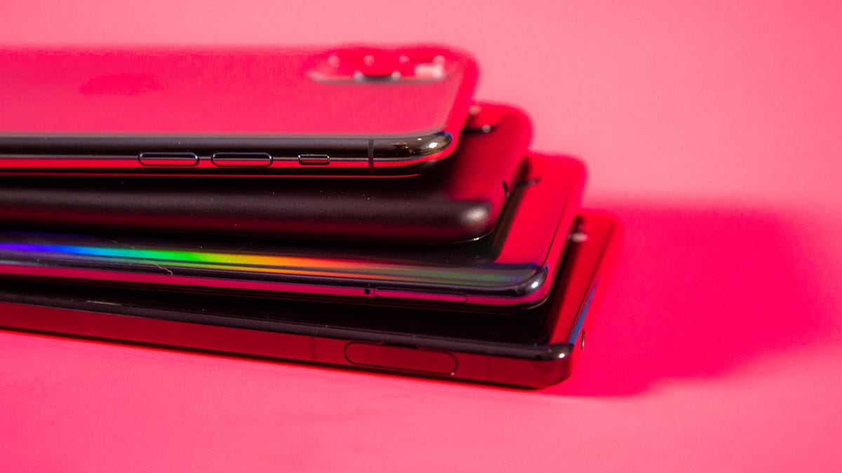 A stack of several phones
