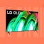 48-inch LG A2 Series OLED 4K Smart TV is displayed on an orange background.