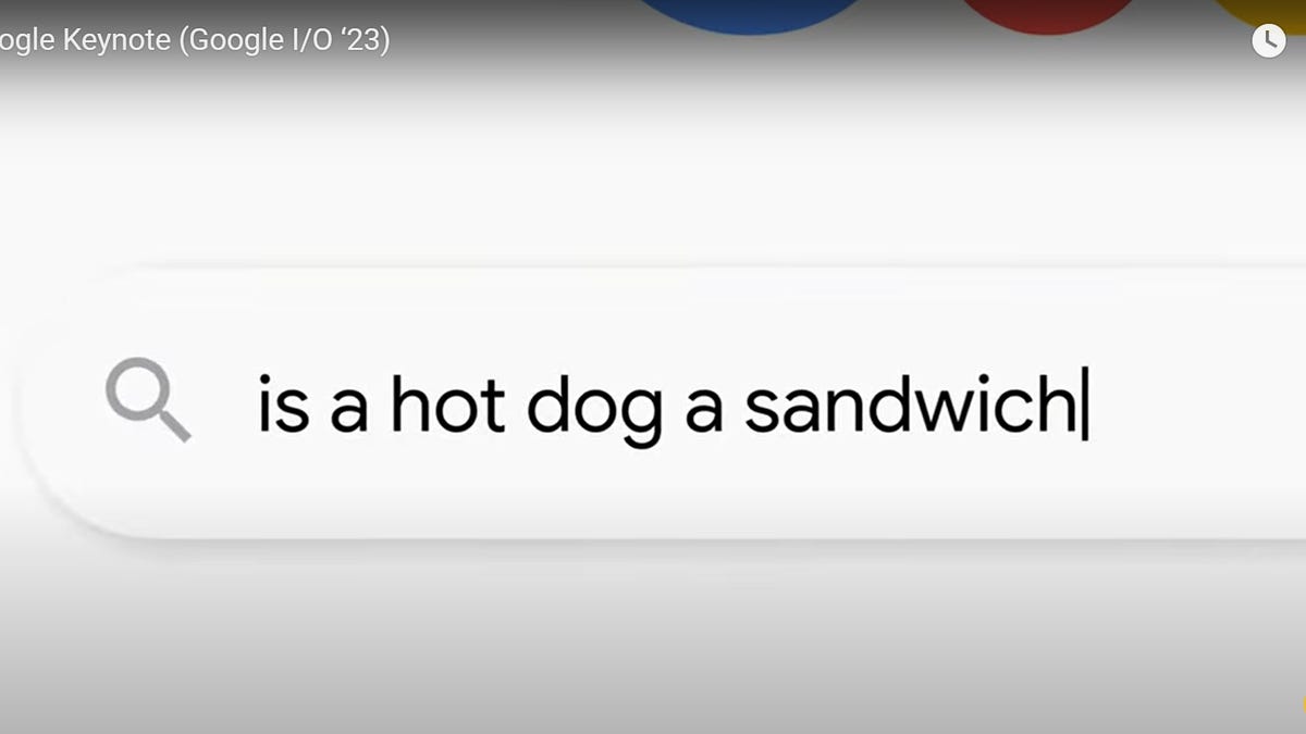 Is a hot dog a sandwich in Google Search