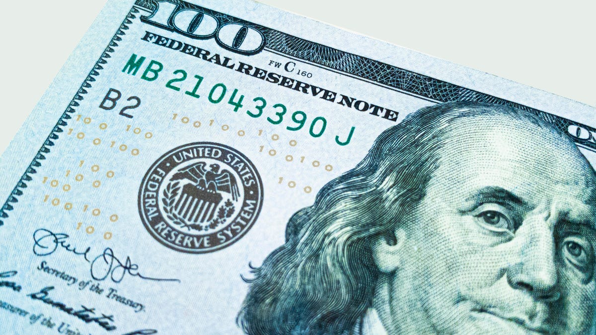 100 dollar bill with Ben Franklin's head