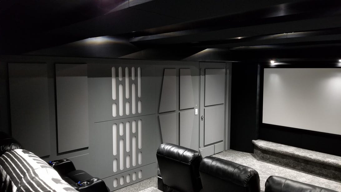 Darth Vader Would Feel Right At Home In This Star Wars Themed Theater Cnet - Star Wars Home Theater Decor