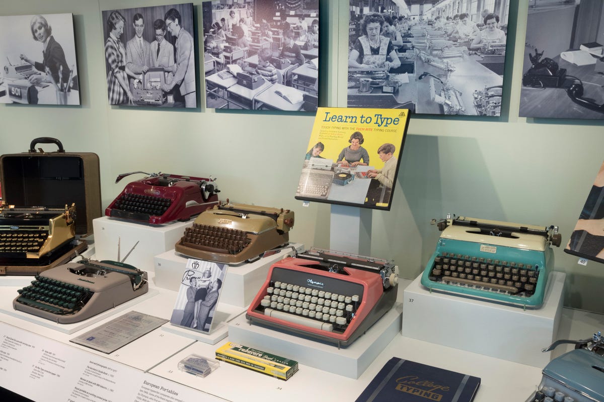 SFO Museum's typewriter exhibit.