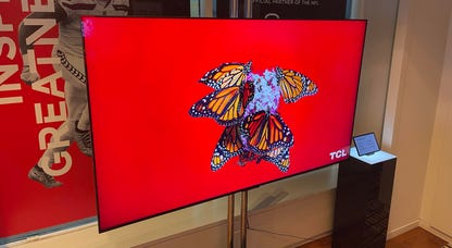 A Samsung S95D OLED TV seen from an angle.