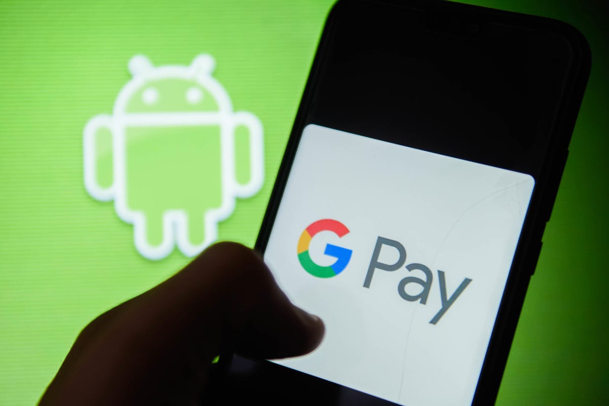 Google Pay logo is seen on an android mobile phone