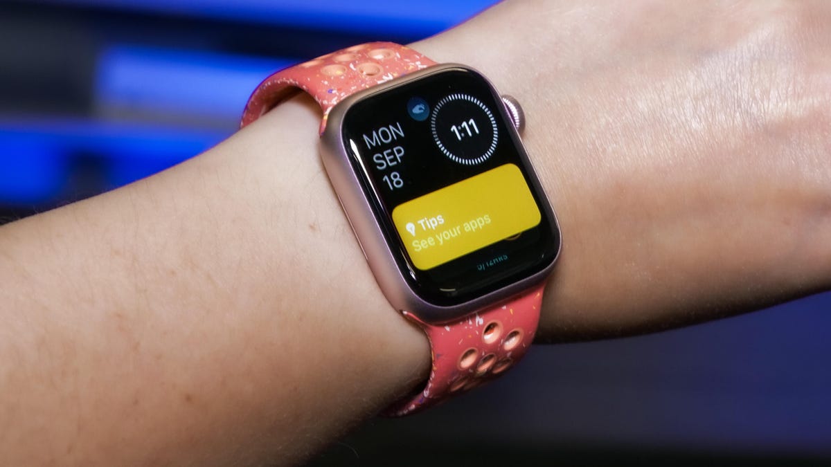 The Apple Watch Series 9 on someone's wrist.