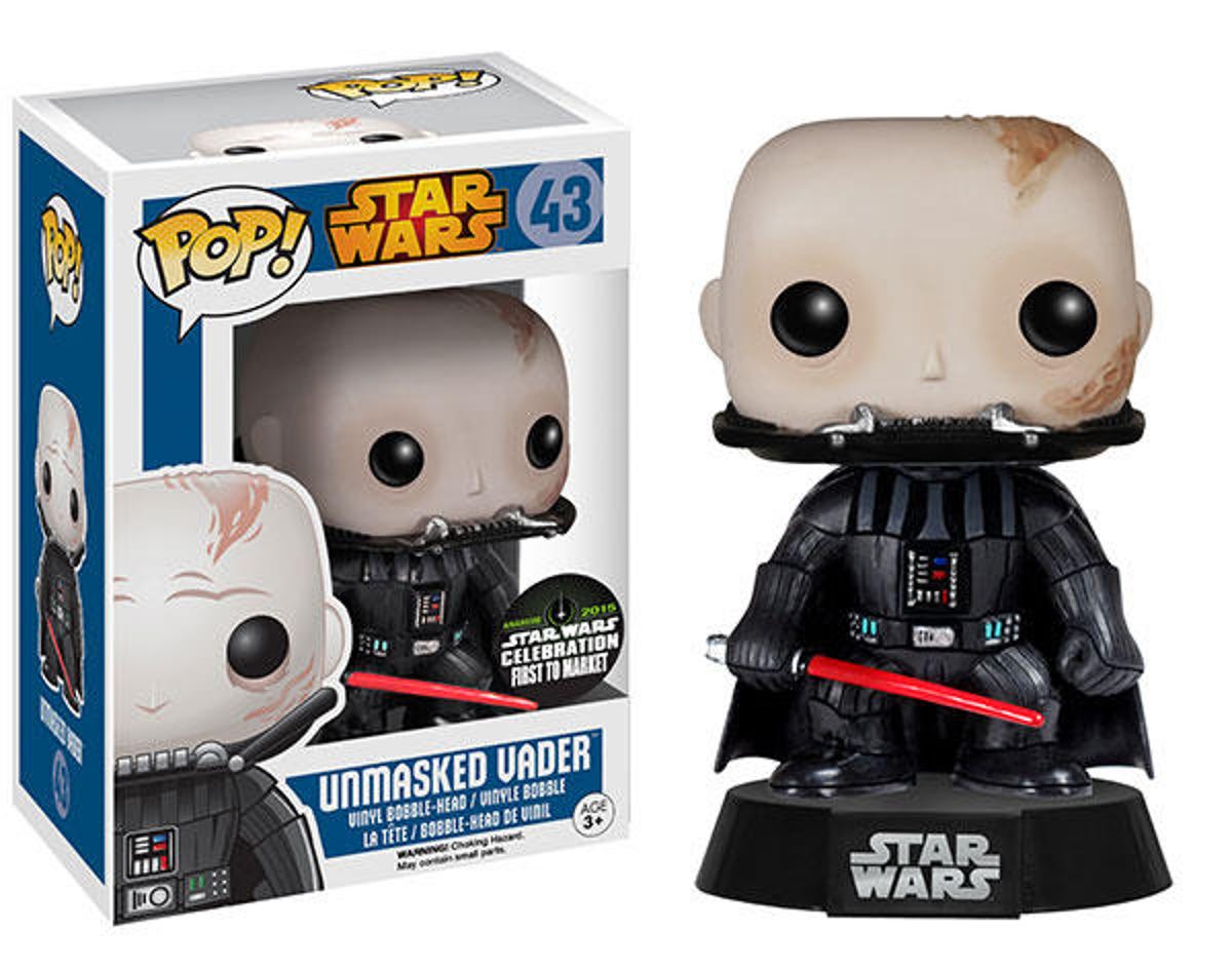 Early-Release Sticker Unmasked Vader bobblehead