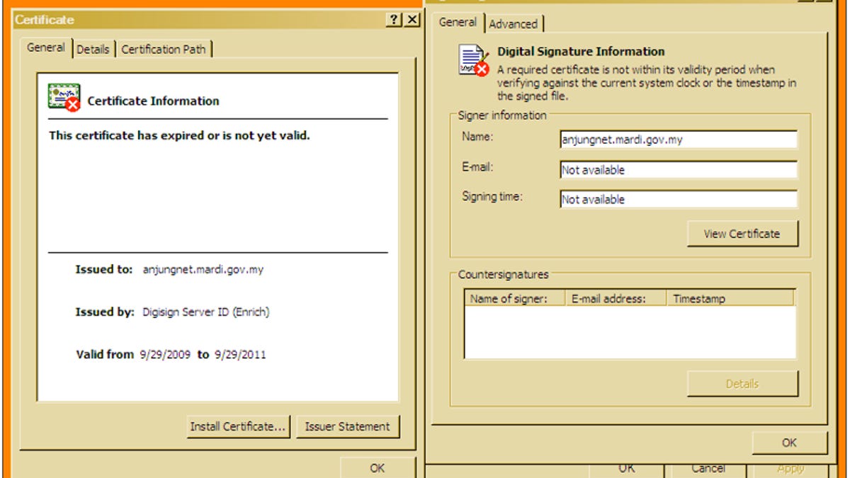 This screen shot shows details of the certificate that was stolen and used to trick computers into trusting malware.