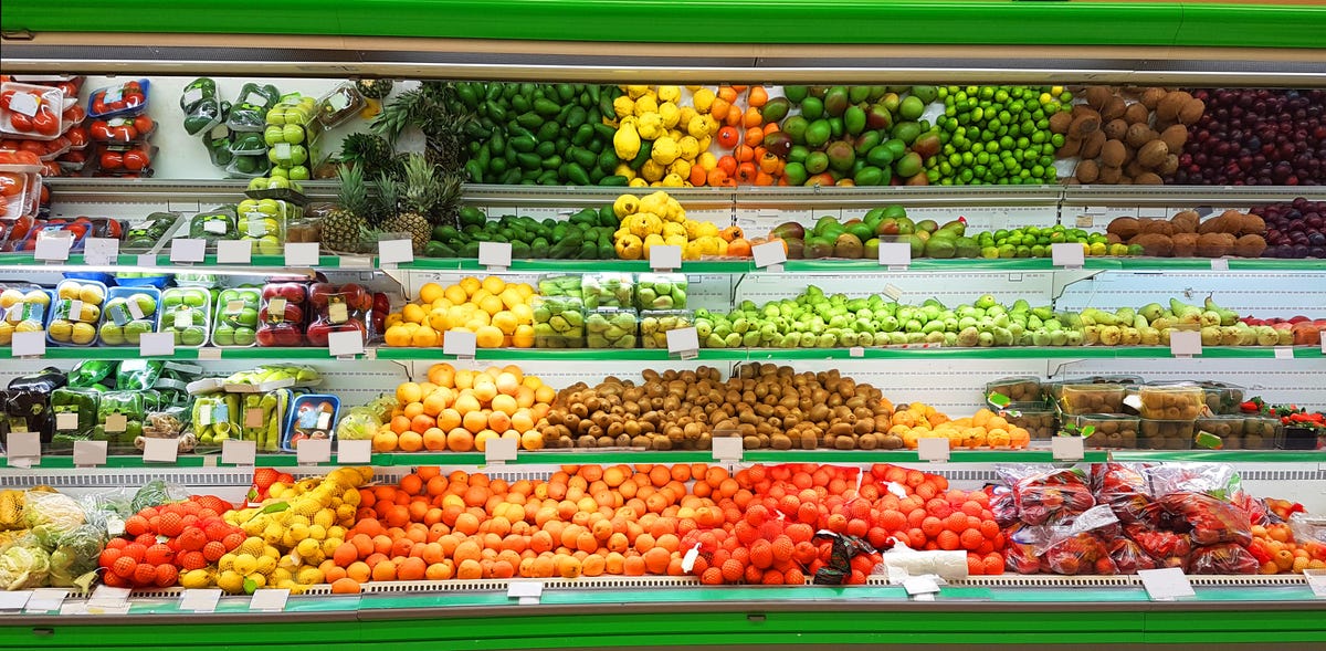 fruits and vegetables in super market shelf
