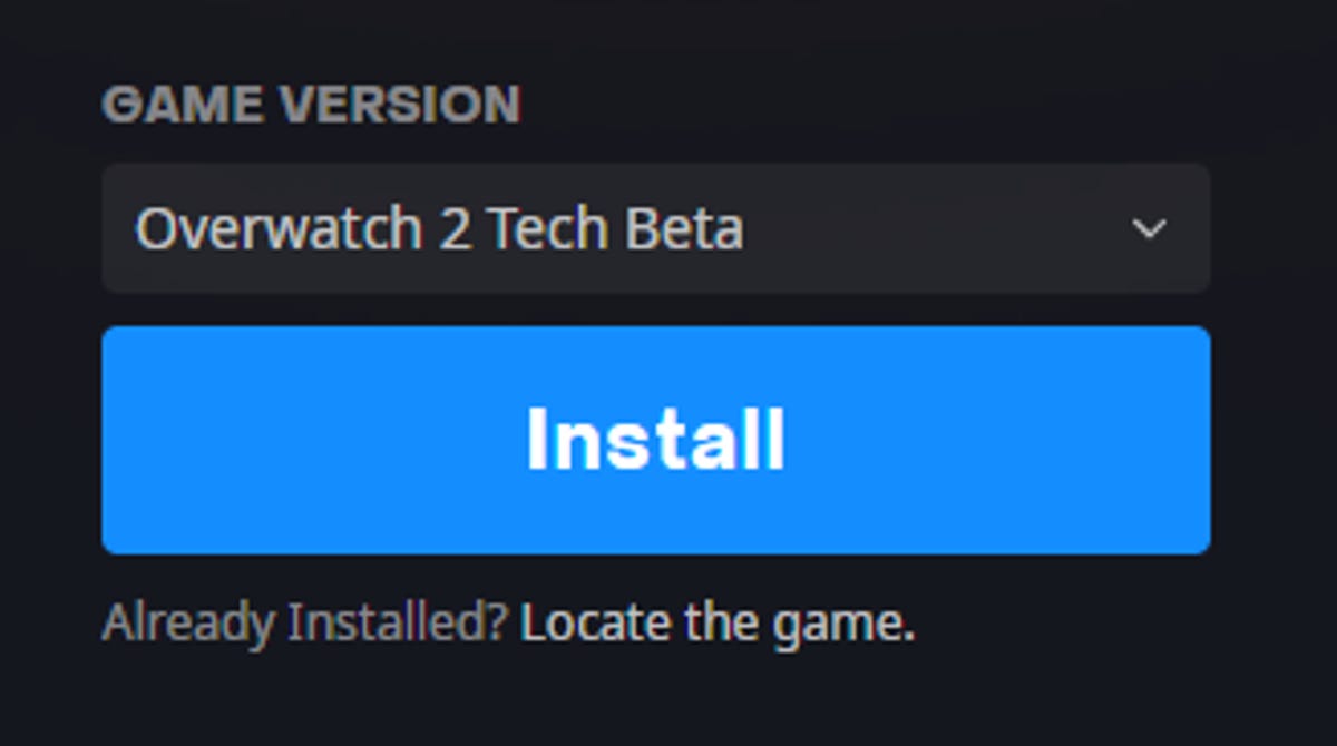 Screenshot of Overwatch launcher Install button