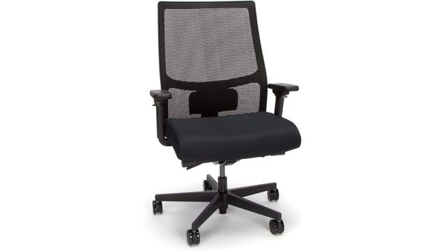 Black office chair with a wide seating base