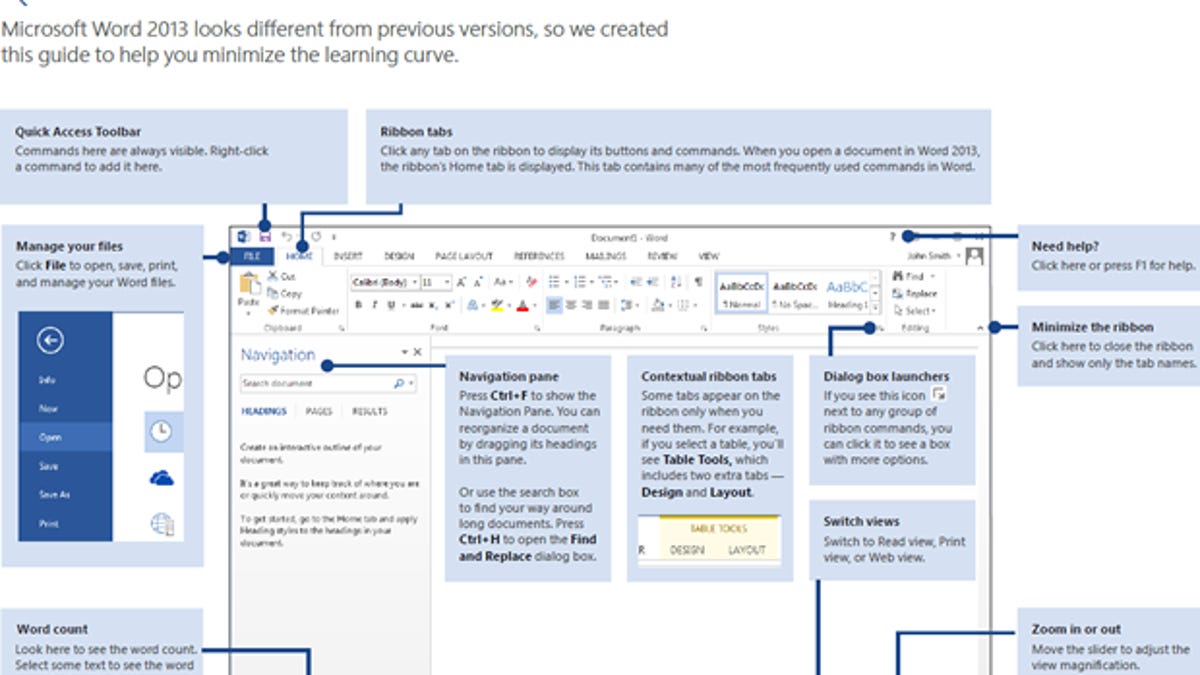 Microsoft&apos;s Quick Start Guide for Word 2013.