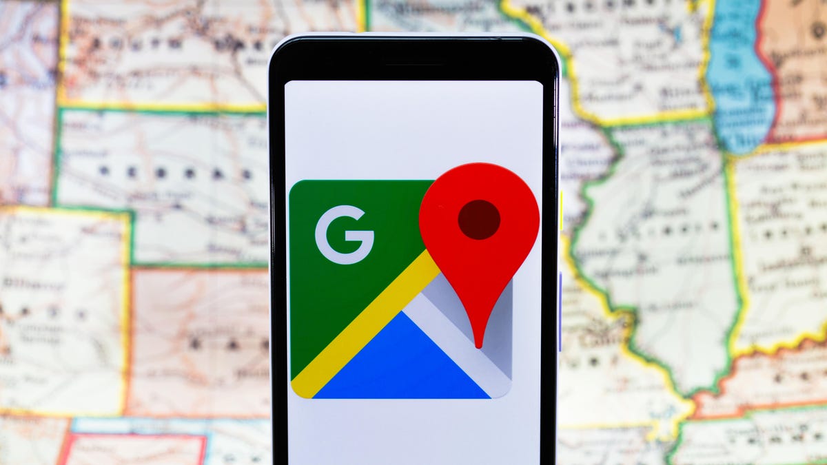 Google Maps logo on phone screen