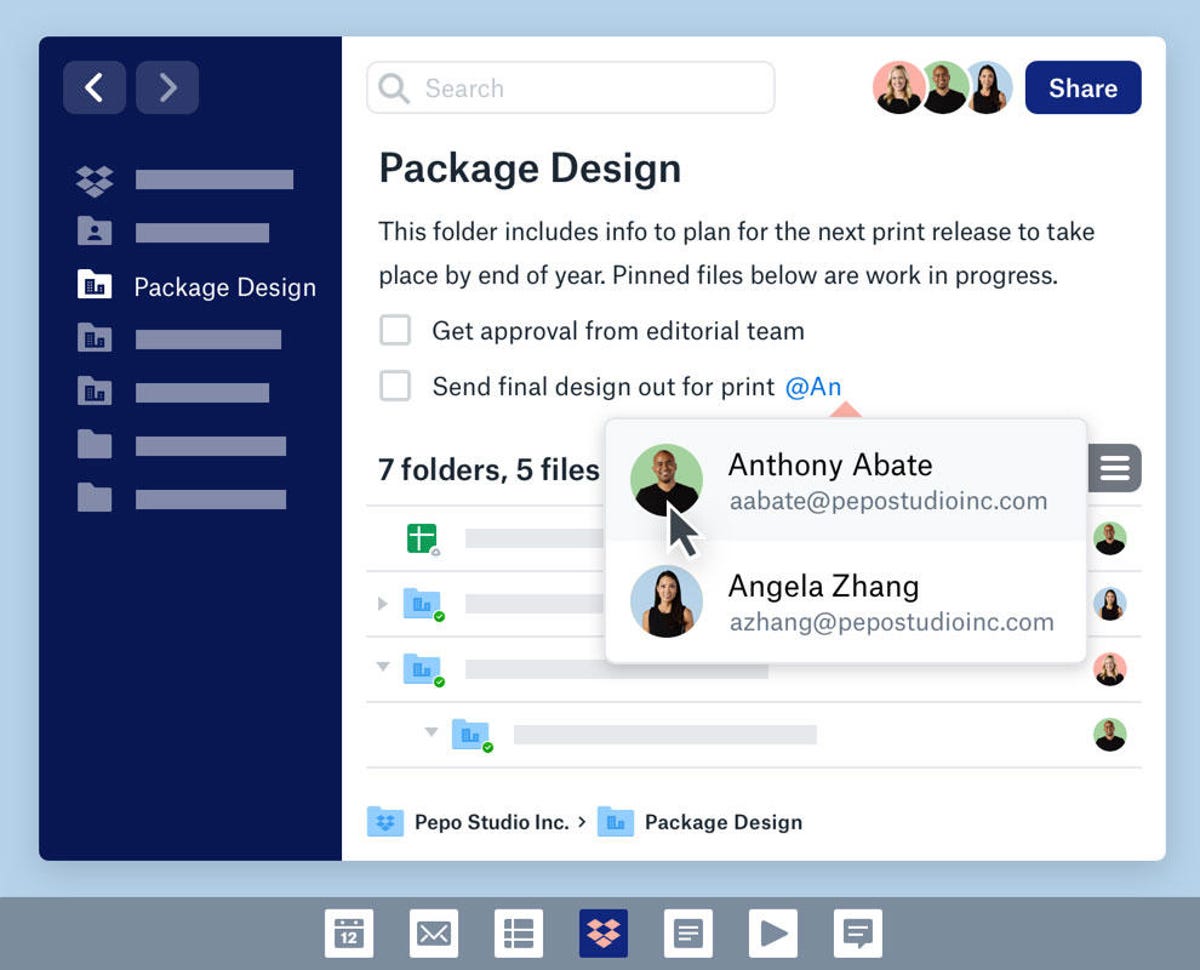 Dropbox's overhauled app is a hub encompassing files, communication, group to-do lists and more.