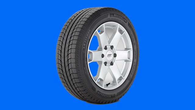 Michelin Latitude X-Ice Xi2 winter tire pictured on a blue background