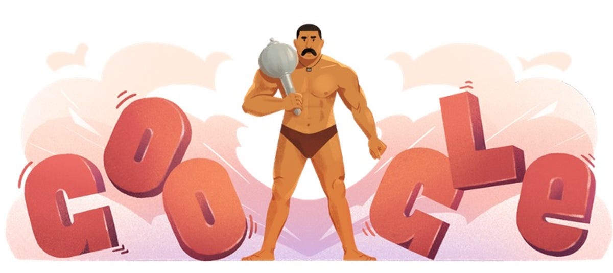 Google Doodle featuring wrestler Gama Pehlwan