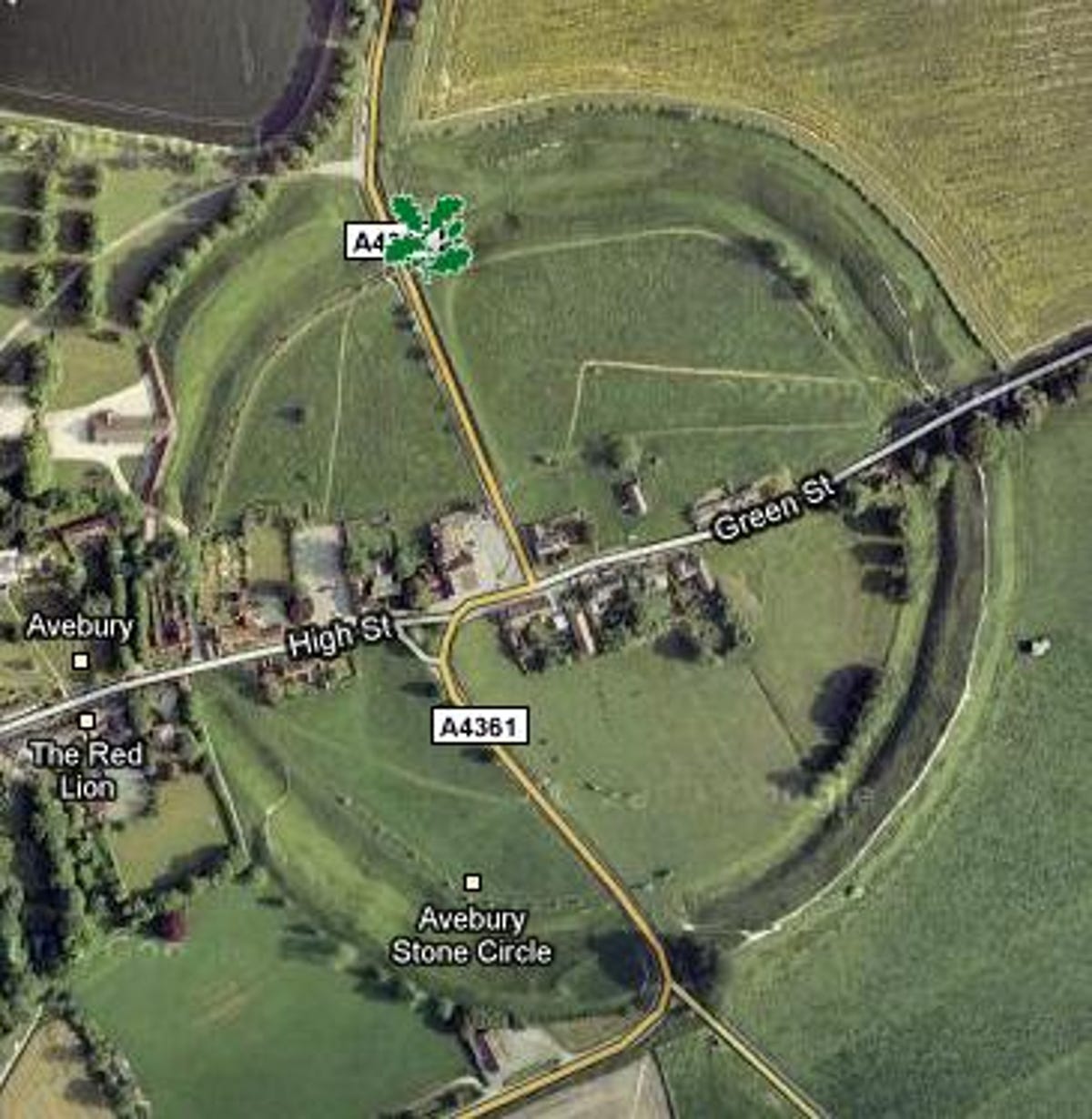 Avebury's ancient stone circle on Google Maps. You can tour the circle on Street View, complete with sheep dotting the landscape.