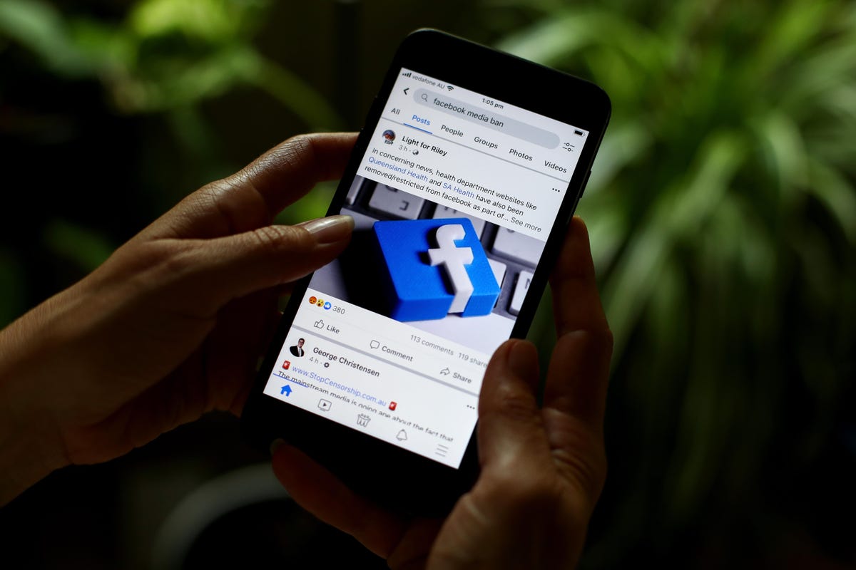 Facebook news feed on a smartphone screen