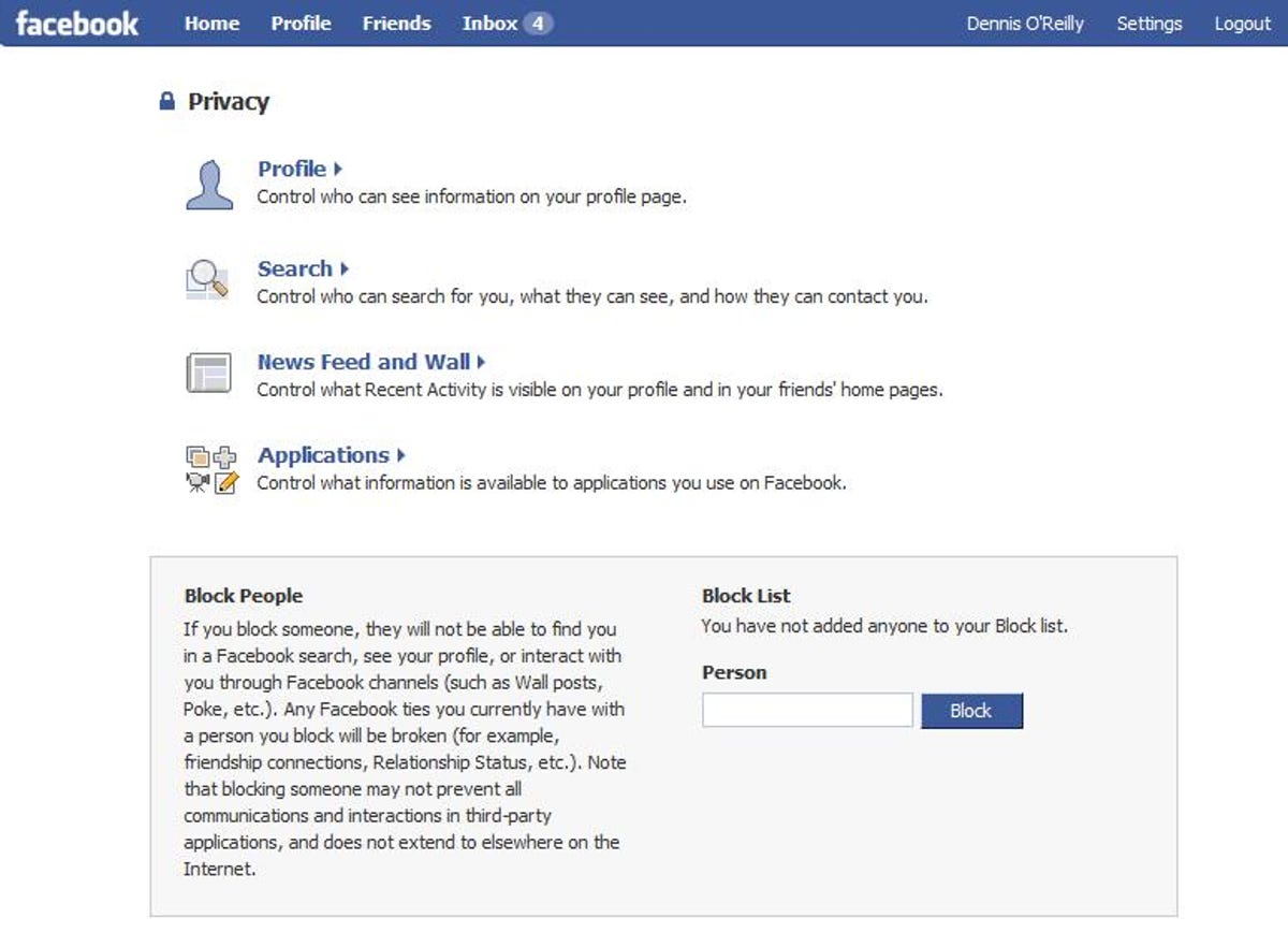 Facebook Privacy Overview page