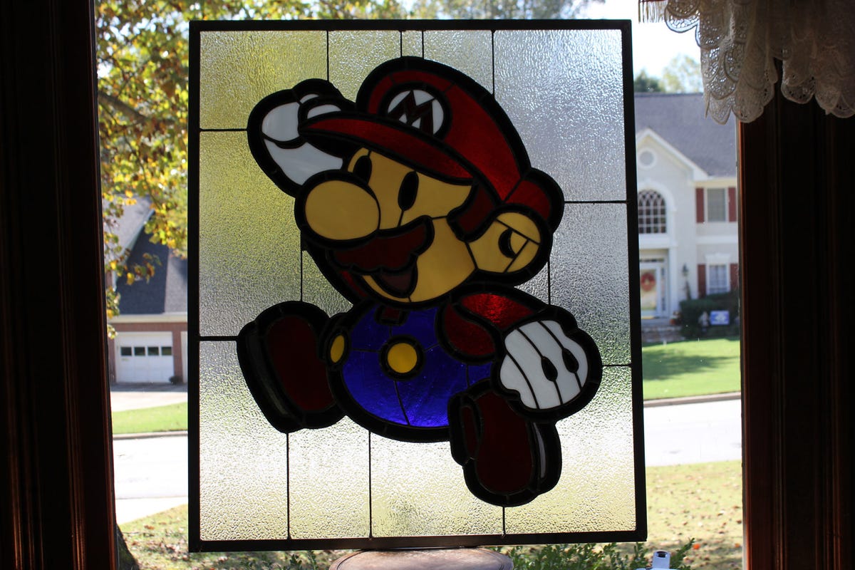 Mario stained glass