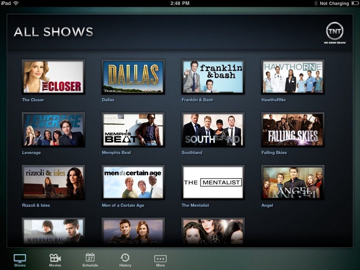TNT for iPad makes most of the network's original shows available for streaming.
