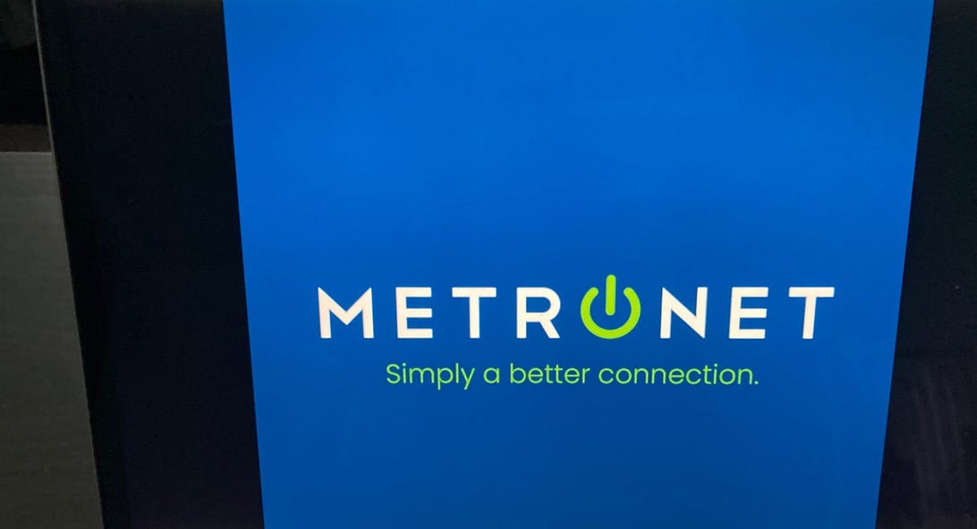 Image of MetroNet logo on a laptop